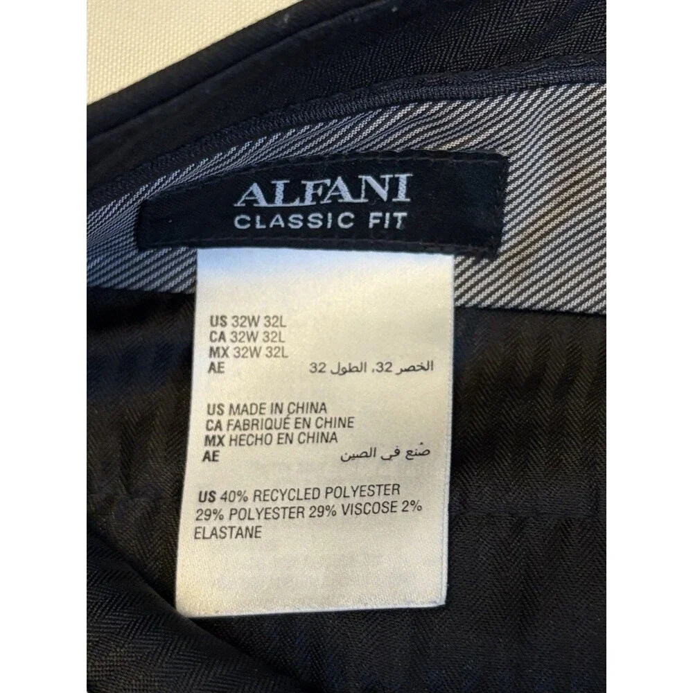 ALFANI Men’s Classic Fit Stretch Suit Pants Black 32x32 Straight Leg Flat Front